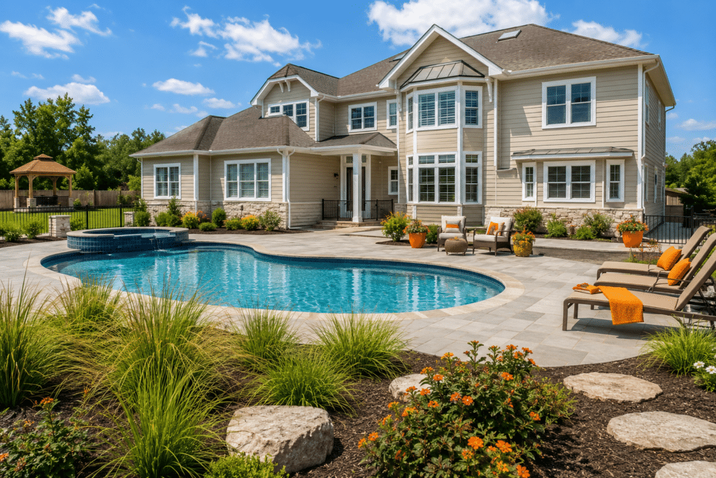 Vinyl inground pool in an Eastern Ontario backyard